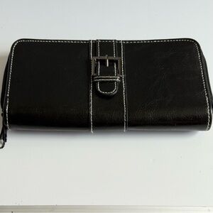 Black Wallet with Buckle Detail